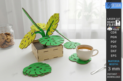 Wooden Plant Coasters Laser Cut Bundle | 3D Layered Monstera Product Image 9