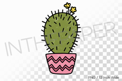 Zigzag Pattern Pot Prickly Columnar Cactus PNG Plant Clipart Product Image 1