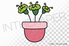 Pink Triangle Vase Three Small Wildflowers PNG Plant Clipart Product Image 1
