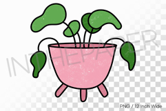 Four Legged Pink Pot Trailing Green Leaves PNG Succulent art Product Image 1