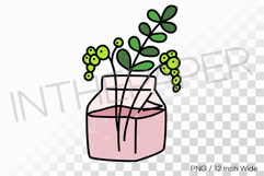 Transparent Milk Carton Vase Hydroponic Branches PNG Pot art Product Image 1
