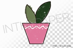 Simple Green Leaves Triangle Pattern Pot PNG Succulent art Product Image 1