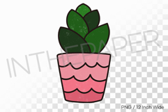 Striped Pink Pot Layered Succulent PNG Plant Clipart Illust Product Image 1