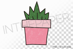 Simple Square Pink Pot Pointed Succulent PNG Plant Clipart Product Image 1