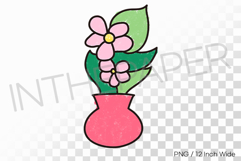 Cute Pink Blooming Flower Pot PNG Plant Clipart Illustration Product Image 1