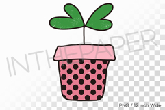 Black Dotted Pot Heart Shaped Leaves PNG Succulent Clipart Product Image 1
