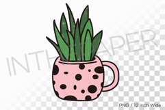 Spotted Mug Cup Pot Pointed Foliage PNG Plant Clipart Illust Product Image 1