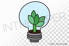 Light Bulb Hydroponic Green Sprout PNG Pot Clipart Illust Product Image 1