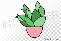 Simple Pink Vase Full Pointed Leaves PNG Plant Clipart Product Image 1