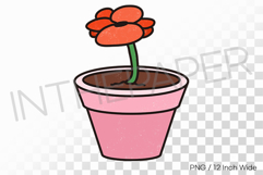 Pink Flowerpot Single Open Orange Flower PNG Plant Clipart Product Image 1