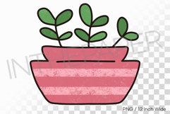 Wide Pink Bowl Trailing Green Sprouts PNG Succulent Clipart Product Image 1
