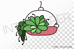 Hanging Round Glass Bowl Trailing Succulent PNG Plant Illust Product Image 1