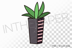 Horizontal Pattern Square Black Pot Pointed Leaves PNG Plant Product Image 1