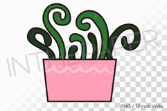 Curled Swirling Stems Unique Pink Pot PNG Plant Clipart Product Image 1