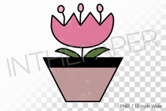 Brown Square Vase Large Open Pink Flower PNG Plant Clipart Product Image 1