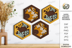 Plants hexagons Wall Decors Bundle Lasercut. Wall decor SVG Product Image 3