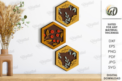Plants hexagons Wall Decors Bundle Lasercut. Wall decor SVG Product Image 12