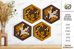 Plants hexagons Wall Decors Bundle Lasercut. Wall decor SVG Product Image 9