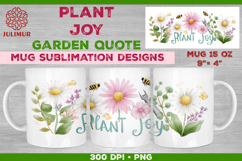 Plant Joy Hand-Lettered Garden Quote Mug Sublimation Design Product Image 1