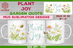 Plant Joy Hand-Lettered Garden Quote Mug Sublimation Design Product Image 1