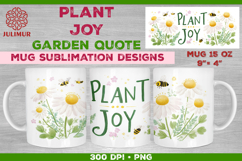 Plant Joy Hand-Lettered Garden Quote Mug Sublimation Design Product Image 1