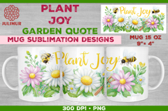 Plant Joy Hand-Lettered Garden Quote Mug Sublimation Design Product Image 1