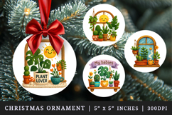 Plant Lover round ornaments sublimation design Product Image 1