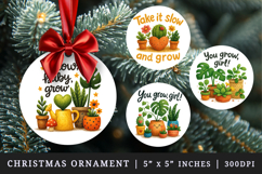 Plant Lover round ornaments sublimation design Product Image 1