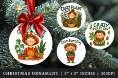 Plant Lover round ornaments sublimation design Product Image 1