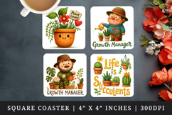 Plant Lover square coaster sublimation, coasters design Product Image 1