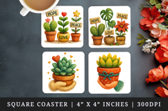 Plant Lover square coaster sublimation, coasters design Product Image 1