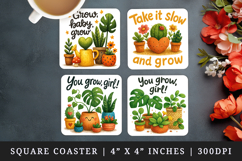 Plant Lover square coaster sublimation, coasters design Product Image 1