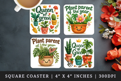 Plant Lover square coaster sublimation, coasters design Product Image 1