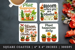 Plant Lover square coaster sublimation, coasters design Product Image 1