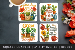 Plant Lover square coaster sublimation, coasters design Product Image 1