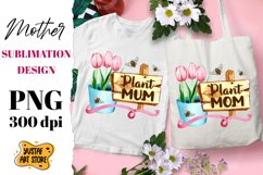 Plant Mom/Mum watercolor flowers and Bee sublimation design Product Image 1