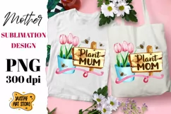 Plant Mom/Mum watercolor flowers and Bee sublimation design Product Image 1
