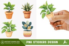 Plant pot Sticker Clipart,Botanical Plant Pot Sticker Product Image 1