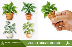 Plant pot Sticker Clipart,Botanical Plant Pot Sticker Product Image 1