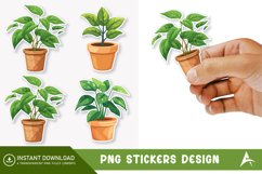 Plant pot Sticker Clipart,Botanical Plant Pot Sticker Product Image 1