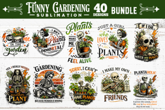 Funny gardening skulls sublimation bundle 40 designs PNG Product Image 2