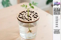 Plant Propagation Lid Laser Cut | Wooden Floral Pattern SVG Product Image 1