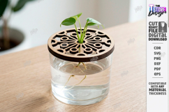 Plant Propagation Lid Laser Cut | Wooden Floral Pattern SVG Product Image 1