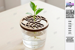 Plant Propagation Lid Laser Cut | Wooden Floral Pattern SVG Product Image 1