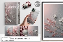 Digital Paper Silver and Pink Plants Product Image 1