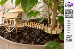 Plant Treehouse Miniature Fairy House Laser Cut | Garden SVG Product Image 1