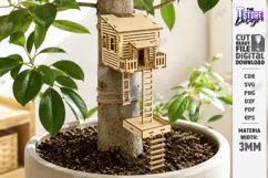Plant Treehouse Miniature Fairy House Laser Cut | Garden SVG Product Image 1