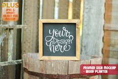 Square Sign Mockup - Wood Barrel Planter Product Image 1