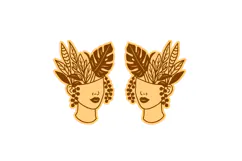Plant Lady Earrings, Studs, Laser Cut Women Face Plant Pot Product Image 2