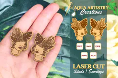 Plant Lady Earrings, Studs, Laser Cut Women Face Plant Pot Product Image 1